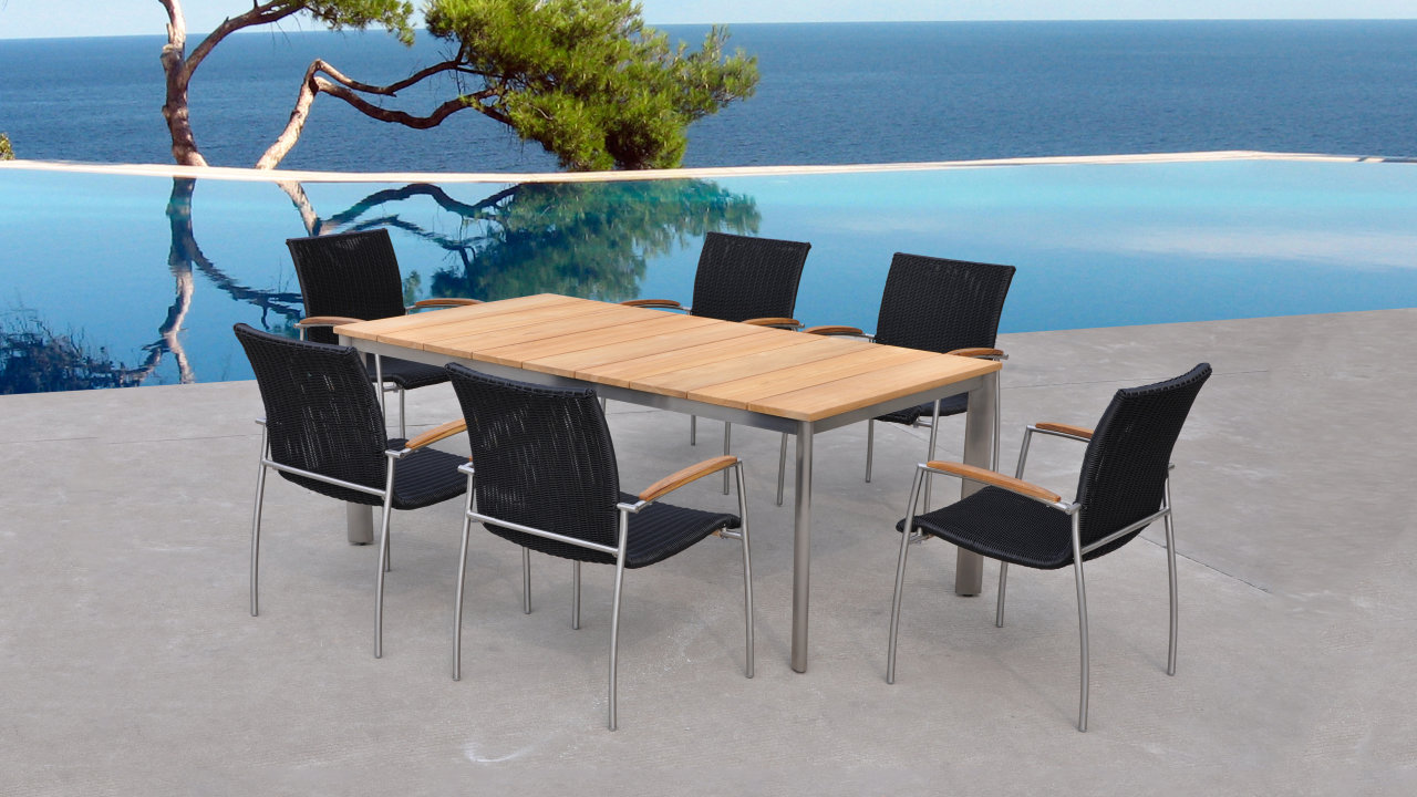 Ensemble de jardin en bois de teck haut de gamme 6 places MELBOURNE